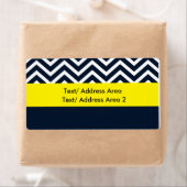 Modern Chevron Blauw Geel Verzendpakket Label (Insitu)