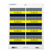 Modern Chevron Blauw Geel Verzendpakket Label (Full Sheet)