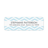 Modern Chevron blauw wit retour adres label (Voorkant)