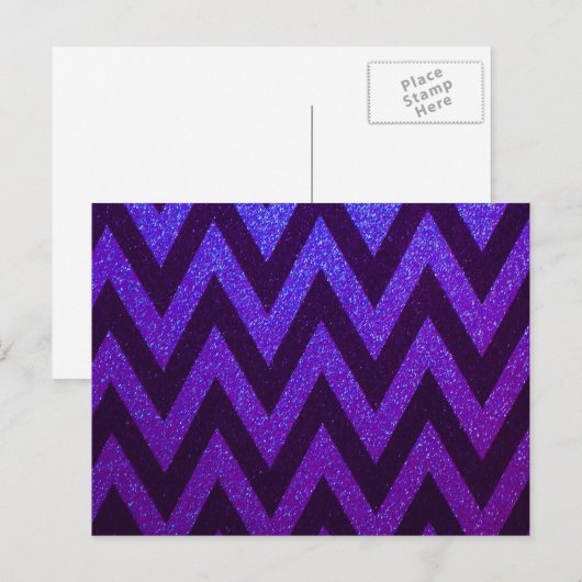 Modern Chevron Blue en Paars Briefkaart (Voorkant / Achterkant)