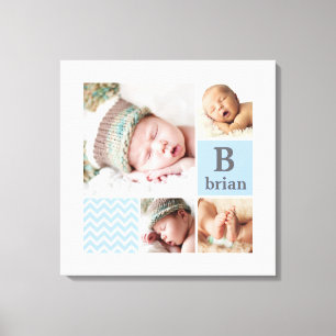 Modern Chevron Blue - Gepersonaliseerd fotosjabloo Canvas Afdruk