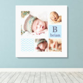 Modern Chevron Blue - Gepersonaliseerd fotosjabloo Canvas Afdruk (Insitu (Houten vloer))