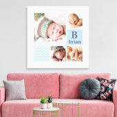 Modern Chevron Blue - Gepersonaliseerd fotosjabloo Canvas Afdruk (Insitu (Woonkamer))