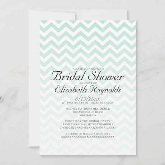 Modern Chevron Bridal Shower Invitations Kaart (Voorkant)