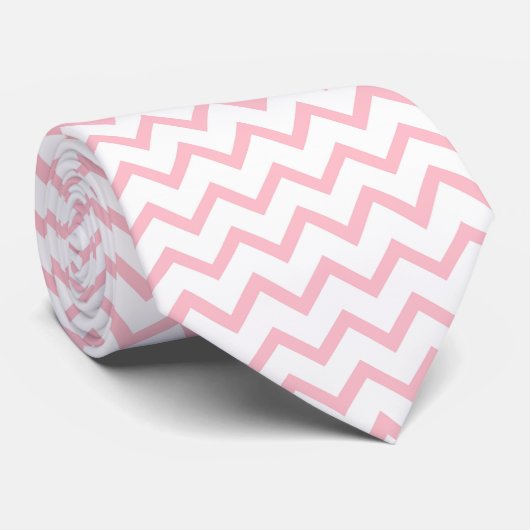 Modern Chevron Design Stropdas in roze en witte st (Opgerold)