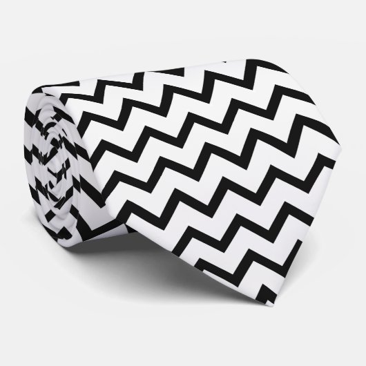 Modern Chevron Design Stropdas in zwart-wit stijl (Opgerold)