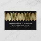 MODERN CHEVRON dessin gouden folie geo zwart Visitekaartje (Achterkant)