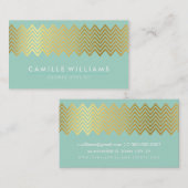 MODERN CHEVRON dessin gouden folie trendy mint gro Visitekaartje (Voorkant / Achterkant)
