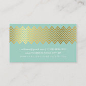 MODERN CHEVRON dessin gouden folie trendy mint gro Visitekaartje (Achterkant)