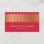 MODERN CHEVRON dessin gouden folie trendy rijk roo Visitekaartje (Voorkant)