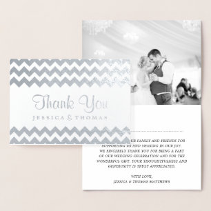 Modern Chevron Foto Weddenschap Folie Kaarten