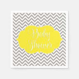 Modern Chevron Geel Grijs Baby shower Servet