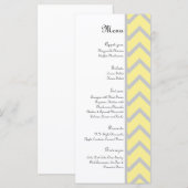 Modern Chevron Geel/Grijs Bruiloft Menu (Voorkant / Achterkant)