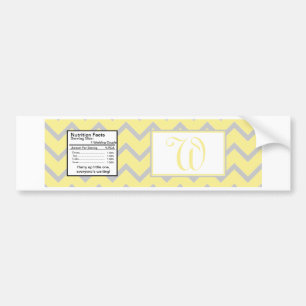 Modern Chevron Geel/Grijs etiket van de Waterfles Bumpersticker