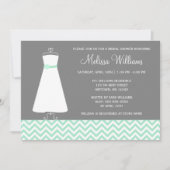 Modern Chevron Gown Mint Gray Vrijgezellenfeest Kaart (Voorkant)