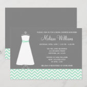 Modern Chevron Gown Mint Gray Vrijgezellenfeest Kaart (Voorkant / Achterkant)