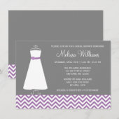 Modern Chevron Gown Paars Grey Vrijgezellenfeest Kaart (Voorkant / Achterkant)