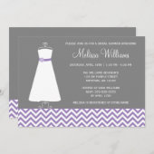 Modern Chevron Gown Paars Grey Vrijgezellenfeest Kaart (Voorkant / Achterkant)