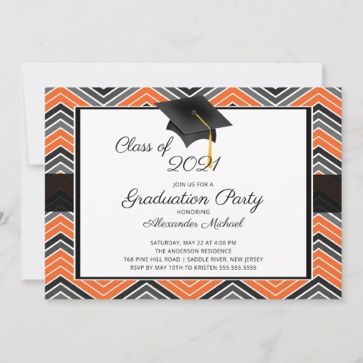 Modern Chevron GraduateTassel Graduation Party Kaart (Voorkant)