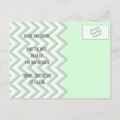 Modern chevron gray, munt bruiloft Save the Date Aankondigingskaart (Achterkant)