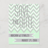 Modern chevron gray, munt bruiloft Save the Date Aankondigingskaart (Voorkant)