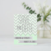 Modern chevron gray, munt bruiloft Save the Date Aankondigingskaart (Staand voorkant)