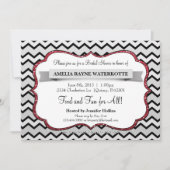 Modern Chevron Gray Red Vrijgezellenfeest Invite Kaart (Voorkant)