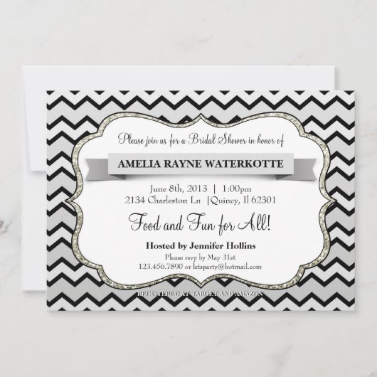 Modern Chevron Gray Silver Vrijgezellenfeest Invit Kaart (Voorkant)