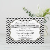 Modern Chevron Gray Silver Vrijgezellenfeest Invit Kaart (Staand voorkant)