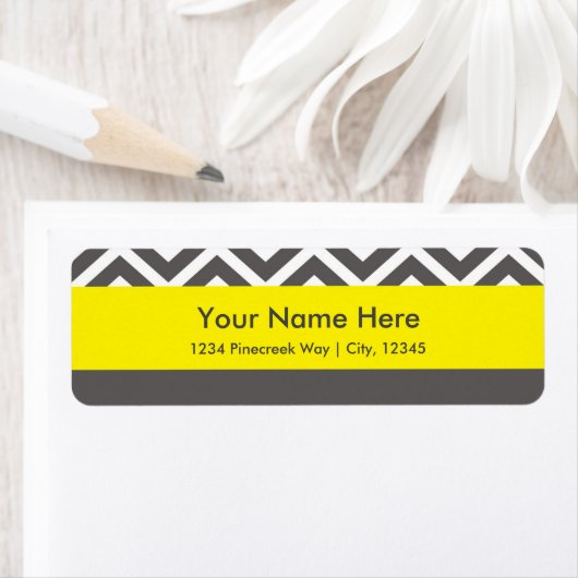 Modern Chevron Gray & Yellow Classy Address Labels (Insitu)