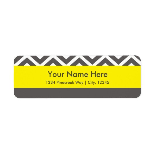 Modern Chevron Gray & Yellow Classy Address Labels (Voorkant)