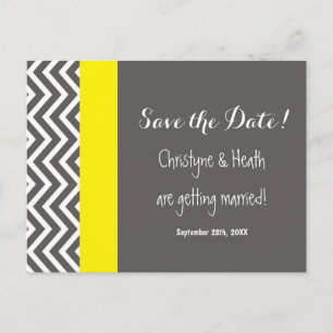 Modern Chevron Gray & Yellow Save Date Briefkaart