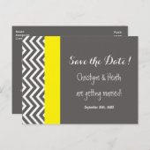 Modern Chevron Gray & Yellow Save Date Briefkaart (Voorkant / Achterkant)