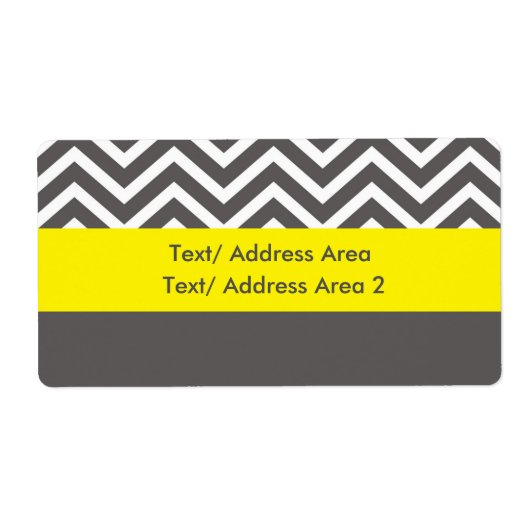 Modern Chevron Grijs Geel Verzendlabel (Voorkant)