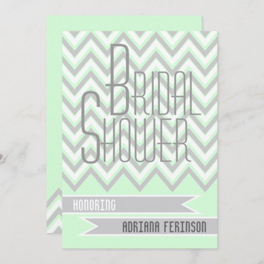 Modern chevron grijs, munt bruiloft vrijgezellenfe kaart (Voorkant / Achterkant)