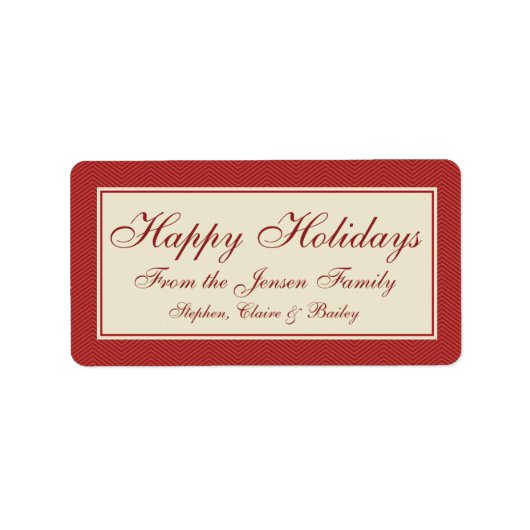 Modern Chevron kerstfeestdag cadeaulabel of Label (Voorkant)