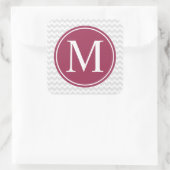 Modern Chevron Maroon Circle Monogram Stickers (Tas)
