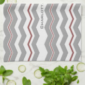 Modern Chevron met elke kleur en tekst Theedoek (Gevouwen)