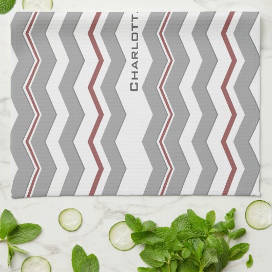 Modern Chevron met elke kleur en tekst Theedoek (Gevouwen)