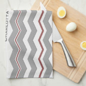 Modern Chevron met elke kleur en tekst Theedoek (Quarter Fold)