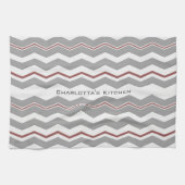 Modern Chevron met elke kleur en tekst Theedoek (Horizontaal)