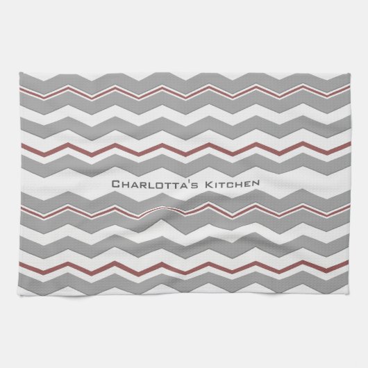 Modern Chevron met elke kleur en tekst Theedoek (Horizontaal)