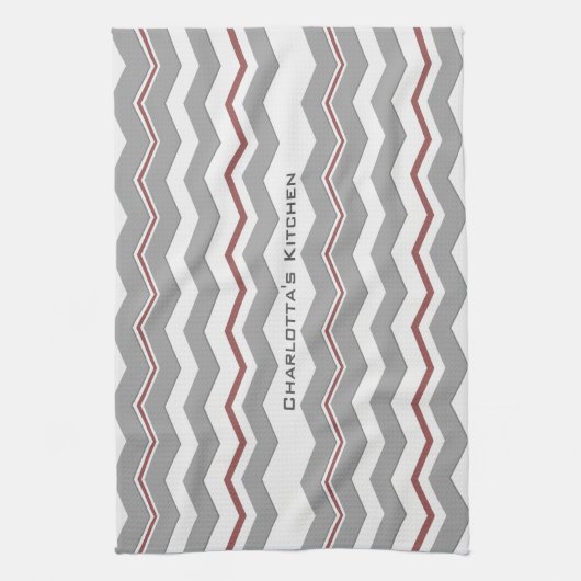Modern Chevron met elke kleur en tekst Theedoek (Verticaal)
