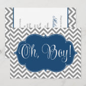 Modern Chevron Navy Blue Gray Boy Baby shower Kaart (Voorkant / Achterkant)