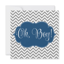 Modern Chevron Navy Blue Gray Boy Baby shower