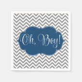 Modern Chevron Navy Blue Gray Boy Baby shower Servetten (Voorkant)