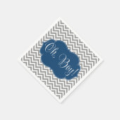 Modern Chevron Navy Blue Gray Boy Baby shower Servetten (Hoek)