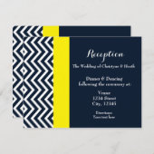 Modern Chevron Navy Blue & Yellow Receptie Kaart (Voorkant / Achterkant)