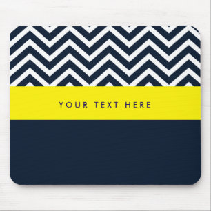 Modern Chevron Navy Blue & Yellow Trendy Muismat