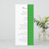 Modern Chevron Neon Groen/Grijs Bruiloft Menu (Staand voorkant)